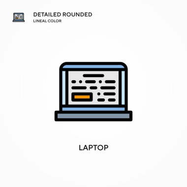 Laptop vektör simgesi. Modern vektör illüstrasyon kavramları. Düzenlemesi ve kişiselleştirmesi kolay.