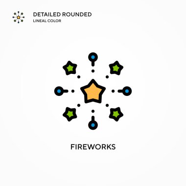 Havai fişek vektör simgesi. Modern vektör illüstrasyon kavramları. Düzenlemesi ve kişiselleştirmesi kolay.