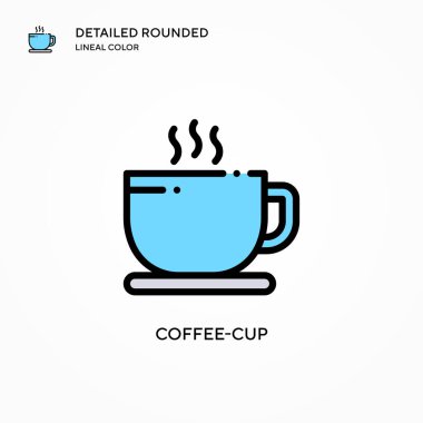 Kahve fincanı vektör simgesi. Modern vektör illüstrasyon kavramları. Düzenlemesi ve kişiselleştirmesi kolay.