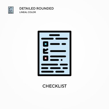 Kontrol listesi vektör simgesi. Modern vektör illüstrasyon kavramları. Düzenlemesi ve kişiselleştirmesi kolay.