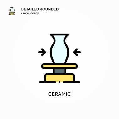 Seramik vektör simgesi. Modern vektör illüstrasyon kavramları. Düzenlemesi ve kişiselleştirmesi kolay.