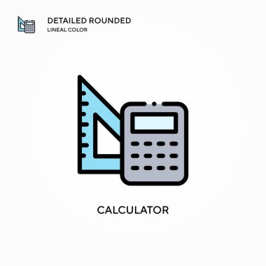 Hesap makinesi vektör simgesi. Modern vektör illüstrasyon kavramları. Düzenlemesi ve kişiselleştirmesi kolay.