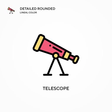Teleskop vektör simgesi. Modern vektör illüstrasyon kavramları. Düzenlemesi ve kişiselleştirmesi kolay.