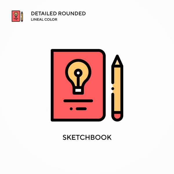 Icono Vector Cuaderno Dibujo Conceptos Modernos Ilustración Vectorial Fácil Editar — Vector de stock