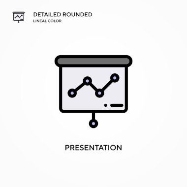 Sunum vektör simgesi. Modern vektör illüstrasyon kavramları. Düzenlemesi ve kişiselleştirmesi kolay.
