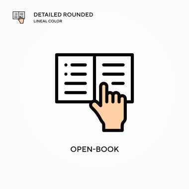 Açık-kitap vektör simgesi. Modern vektör illüstrasyon kavramları. Düzenlemesi ve kişiselleştirmesi kolay.