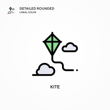 Uçurtma vektör simgesi. Modern vektör illüstrasyon kavramları. Düzenlemesi ve kişiselleştirmesi kolay.