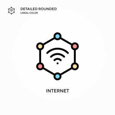 İnternet vektör simgesi. Modern vektör illüstrasyon kavramları. Düzenlemesi ve kişiselleştirmesi kolay.