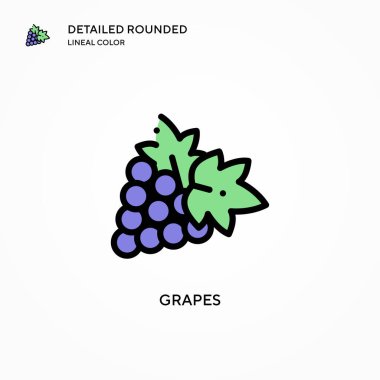 Üzüm vektör simgesi. Modern vektör illüstrasyon kavramları. Düzenlemesi ve kişiselleştirmesi kolay.