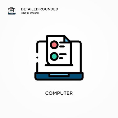 Bilgisayar vektör simgesi. Modern vektör illüstrasyon kavramları. Düzenlemesi ve kişiselleştirmesi kolay.
