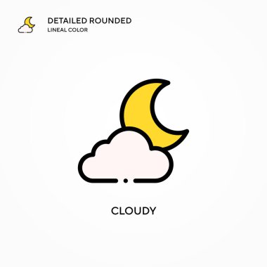 Bulutlu vektör simgesi. Modern vektör illüstrasyon kavramları. Düzenlemesi ve kişiselleştirmesi kolay.