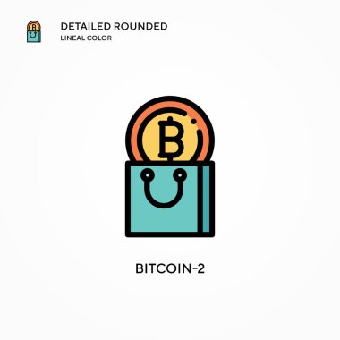 Bitcoin-2 vektör simgesi. Modern vektör illüstrasyon kavramları. Düzenlemesi ve kişiselleştirmesi kolay.