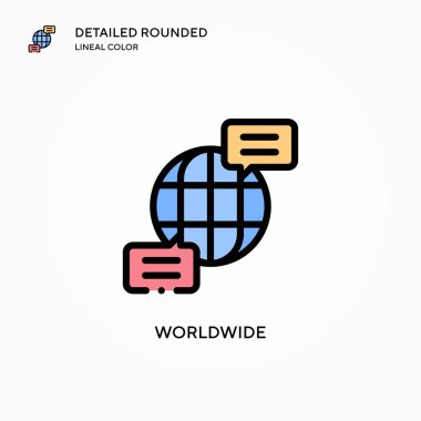 Dünya çapında vektör simgesi. Modern vektör illüstrasyon kavramları. Düzenlemesi ve kişiselleştirmesi kolay.
