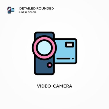 Video kamera vektör simgesi. Modern vektör illüstrasyon kavramları. Düzenlemesi ve kişiselleştirmesi kolay.