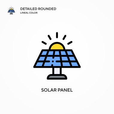 Güneş paneli vektör simgesi. Modern vektör illüstrasyon kavramları. Düzenlemesi ve kişiselleştirmesi kolay.