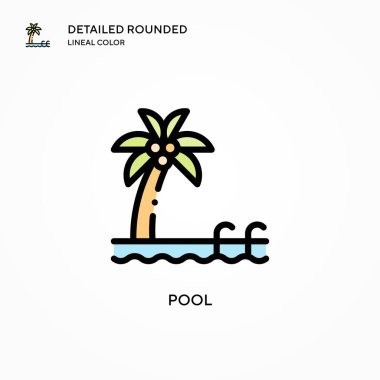 Havuz vektör simgesi. Modern vektör illüstrasyon kavramları. Düzenlemesi ve kişiselleştirmesi kolay.