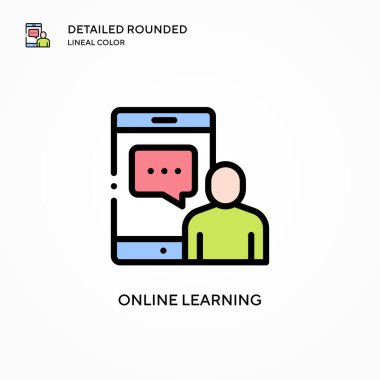 Çevrimiçi öğrenme vektör simgesi. Modern vektör illüstrasyon kavramları. Düzenlemesi ve kişiselleştirmesi kolay.