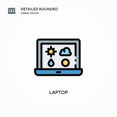 Laptop vektör simgesi. Modern vektör illüstrasyon kavramları. Düzenlemesi ve kişiselleştirmesi kolay.