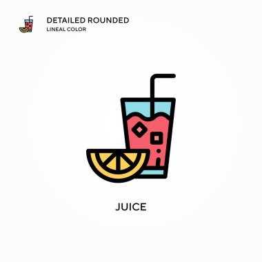 Meyve suyu vektörü ikonu. Modern vektör illüstrasyon kavramları. Düzenlemesi ve kişiselleştirmesi kolay.