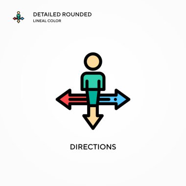 Yönler vektör simgesi. Modern vektör illüstrasyon kavramları. Düzenlemesi ve kişiselleştirmesi kolay.