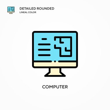 Bilgisayar vektör simgesi. Modern vektör illüstrasyon kavramları. Düzenlemesi ve kişiselleştirmesi kolay.