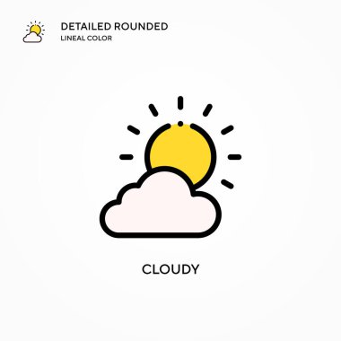 Bulutlu vektör simgesi. Modern vektör illüstrasyon kavramları. Düzenlemesi ve kişiselleştirmesi kolay.