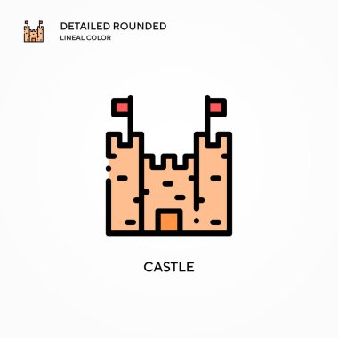 Castle vektör simgesi. Modern vektör illüstrasyon kavramları. Düzenlemesi ve kişiselleştirmesi kolay.