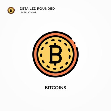 Bitcoins vektör simgesi. Modern vektör illüstrasyon kavramları. Düzenlemesi ve kişiselleştirmesi kolay.