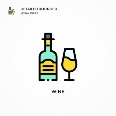 Şarap vektör simgesi. Modern vektör illüstrasyon kavramları. Düzenlemesi ve kişiselleştirmesi kolay.