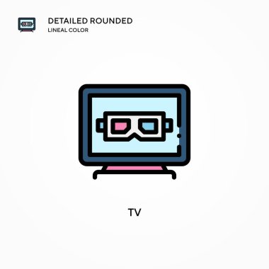 TV vektör simgesi. Modern vektör illüstrasyon kavramları. Düzenlemesi ve kişiselleştirmesi kolay.