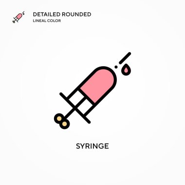 Şırınga vektör simgesi. Modern vektör illüstrasyon kavramları. Düzenlemesi ve kişiselleştirmesi kolay.