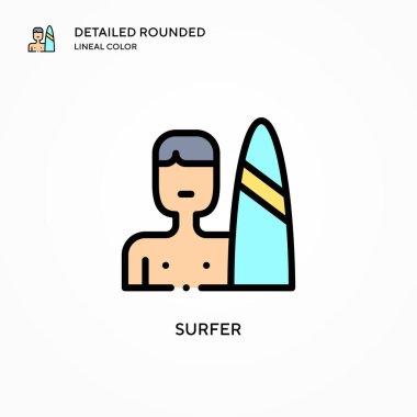 Sörfçü vektör simgesi. Modern vektör illüstrasyon kavramları. Düzenlemesi ve kişiselleştirmesi kolay.