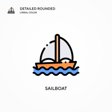 Yelkenli vektör simgesi. Modern vektör illüstrasyon kavramları. Düzenlemesi ve kişiselleştirmesi kolay.