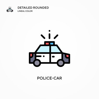 Polis arabası vektör ikonu. Modern vektör illüstrasyon kavramları. Düzenlemesi ve kişiselleştirmesi kolay.