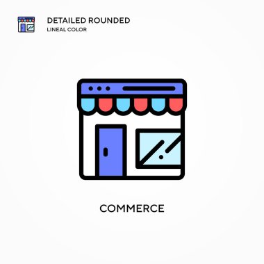 Ticaret vektör simgesi. Modern vektör illüstrasyon kavramları. Düzenlemesi ve kişiselleştirmesi kolay.