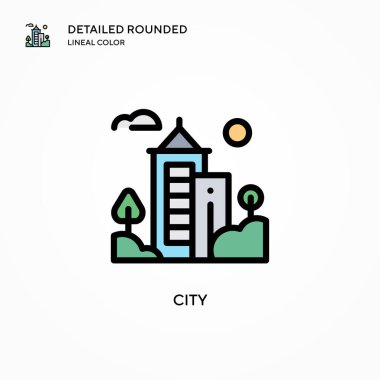 Şehir vektör simgesi. Modern vektör illüstrasyon kavramları. Düzenlemesi ve kişiselleştirmesi kolay.