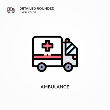 Ambulans vektör simgesi. Modern vektör illüstrasyon kavramları. Düzenlemesi ve kişiselleştirmesi kolay.
