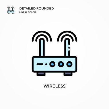 Kablosuz vektör simgesi. Modern vektör illüstrasyon kavramları. Düzenlemesi ve kişiselleştirmesi kolay.