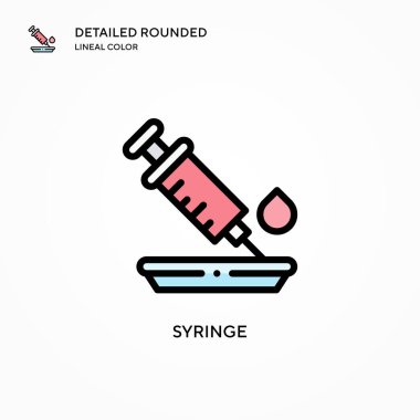 Şırınga vektör simgesi. Modern vektör illüstrasyon kavramları. Düzenlemesi ve kişiselleştirmesi kolay.