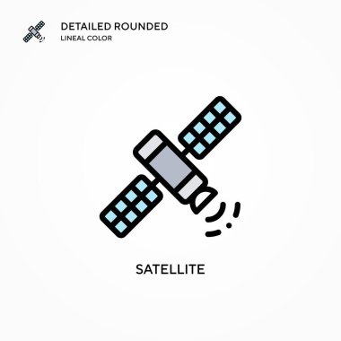 Uydu vektör simgesi. Modern vektör illüstrasyon kavramları. Düzenlemesi ve kişiselleştirmesi kolay.