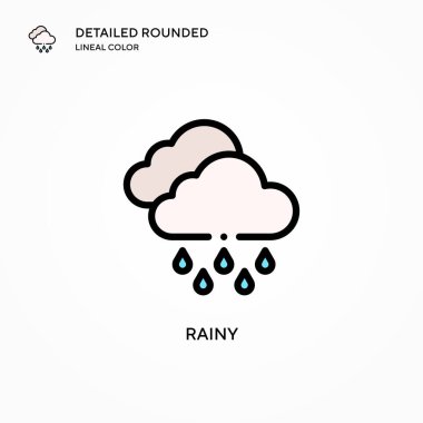 Yağmurlu vektör simgesi. Modern vektör illüstrasyon kavramları. Düzenlemesi ve kişiselleştirmesi kolay.
