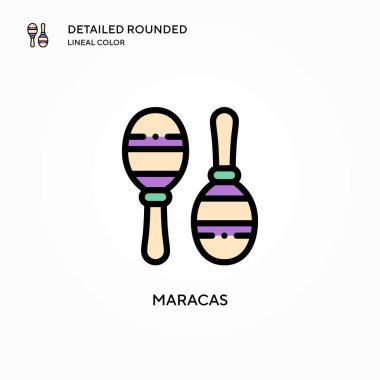 Maracas vektör simgesi. Modern vektör illüstrasyon kavramları. Düzenlemesi ve kişiselleştirmesi kolay.