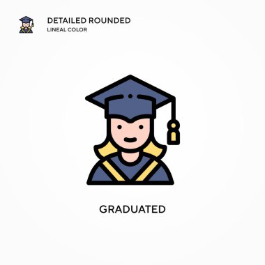Mezuniyet vektör simgesi. Modern vektör illüstrasyon kavramları. Düzenlemesi ve kişiselleştirmesi kolay.
