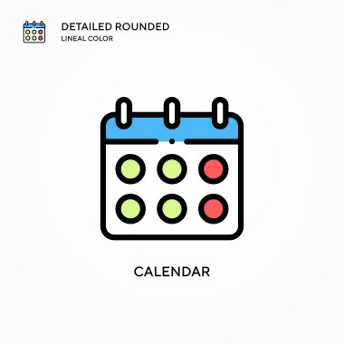 Takvim vektör simgesi. Modern vektör illüstrasyon kavramları. Düzenlemesi ve kişiselleştirmesi kolay.