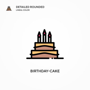 Doğum günü pastası vektör simgesi. Modern vektör illüstrasyon kavramları. Düzenlemesi ve kişiselleştirmesi kolay.