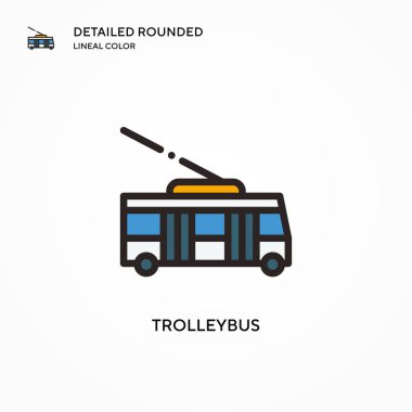 Trolleybus vektör simgesi. Modern vektör illüstrasyon kavramları. Düzenlemesi ve kişiselleştirmesi kolay.