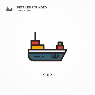 Gemi vektör simgesi. Modern vektör illüstrasyon kavramları. Düzenlemesi ve kişiselleştirmesi kolay.