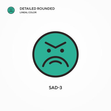 Sad-3 vektör simgesi. Modern vektör illüstrasyon kavramları. Düzenlemesi ve kişiselleştirmesi kolay.
