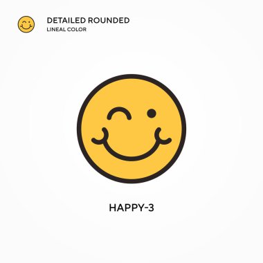 Happy-3 vektör simgesi. Modern vektör illüstrasyon kavramları. Düzenlemesi ve kişiselleştirmesi kolay.