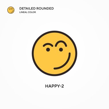 Happy-2 vektör simgesi. Modern vektör illüstrasyon kavramları. Düzenlemesi ve kişiselleştirmesi kolay.